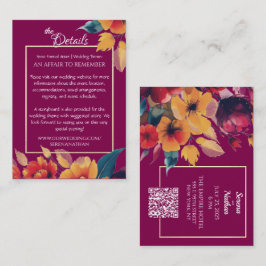 Tarjeta De Recepción Detalles del Boda de código QR de Plum Bouquet
