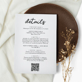 Tarjeta De Recepción Detalles del Boda de código QR de script de Moda s