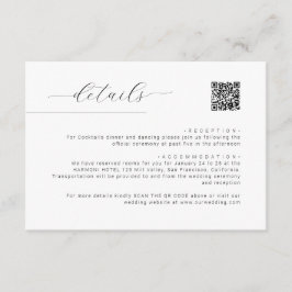 Tarjeta De Recepción Detalles del Boda de código QR de script Minimalis
