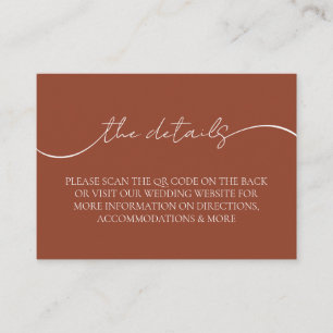 Tarjeta De Recepción Detalles del Boda de código QR de Terracota modern