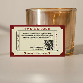 Tarjeta De Recepción Detalles del Boda de código QR del artículo de pel
