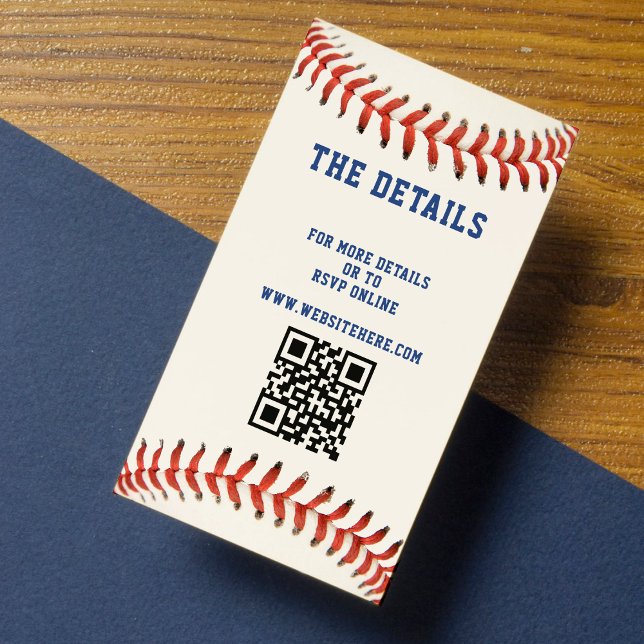 Tarjeta De Recepción Detalles del Boda de código QR del Baseball Softba (Baseball Softball Sport QR Code Wedding Details Enclosure Card)