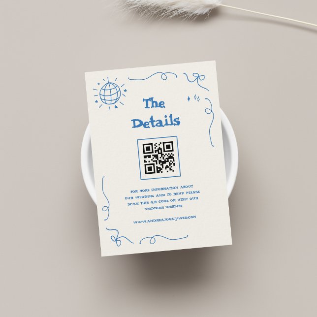 Tarjeta De Recepción Detalles del Boda de código QR del guión de estilo (Subido por el creador)