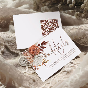 Tarjeta De Recepción Detalles del Boda de código QR del guión marrón de