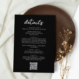 Tarjeta De Recepción Detalles del Boda de código QR del guión simple de