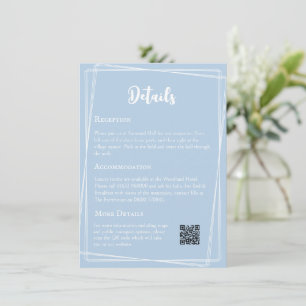 Tarjeta De Recepción Detalles del Boda de código QR elegante azul Paste