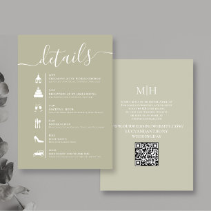 Tarjeta De Recepción Detalles del Boda de código QR Escala de tiempo Ve