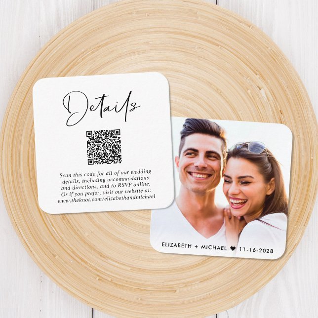 Tarjeta De Recepción Detalles del Boda de código QR moderno (Subido por el creador)
