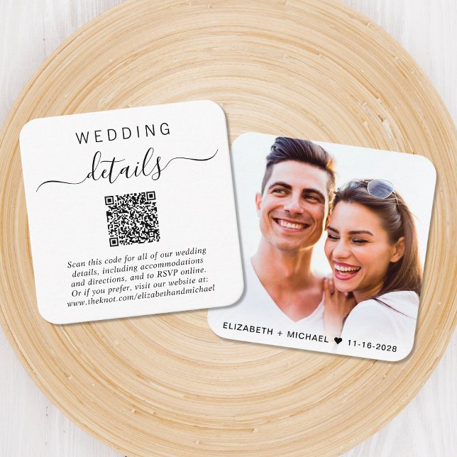 Tarjeta De Recepción Detalles del Boda de código QR moderno (Our user-friendly template will generate your QR code automatically from your website address)
