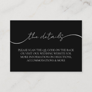 Tarjeta De Recepción Detalles del Boda de código QR moderno en blanco y