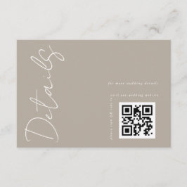 Tarjeta De Recepción Detalles del Boda de código QR neutro moderno
