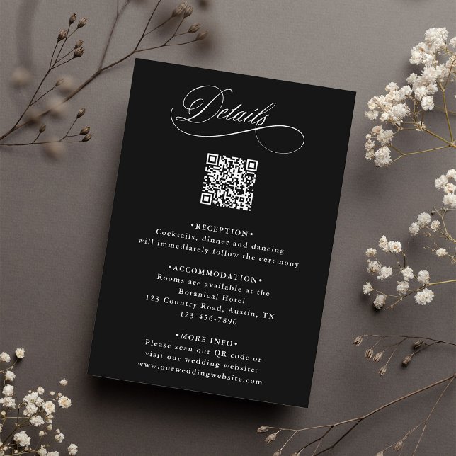 Tarjeta De Recepción Detalles del Boda de código QR para caligrafía rom (Subido por el creador)