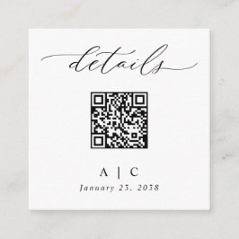 Tarjeta De Recepción Detalles del Boda de código QR simple y elegante