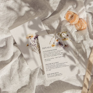 Tarjeta De Recepción Detalles del Boda de color acuarela morado floral 