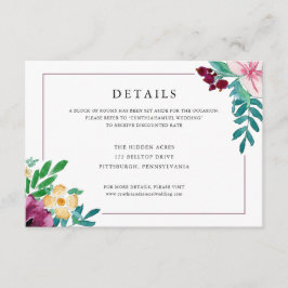 Tarjeta De Recepción Detalles del Boda de color acuático moderno florec