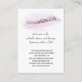 Tarjeta De Recepción Detalles del Boda de color de agua rosa de caligra