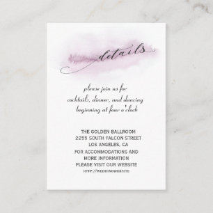 Tarjeta De Recepción Detalles del Boda de color de agua rosa de caligra