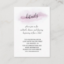 Tarjeta De Recepción Detalles del Boda de color de agua rosa de caligra