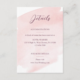 Tarjeta De Recepción Detalles del Boda de color de agua rosa Rubor