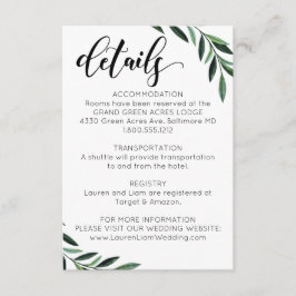 Tarjeta De Recepción Detalles del Boda de color de agua verde