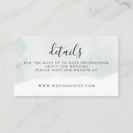 Tarjeta De Recepción Detalles del Boda de color de agua verde sage mode