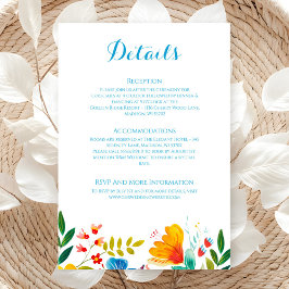 Tarjeta De Recepción Detalles del Boda de color de flores silvestres co