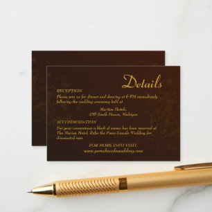 Tarjeta De Recepción Detalles del Boda de color marrón chocolate negro