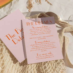 Tarjeta De Recepción Detalles del Boda de color retro divertido vintage