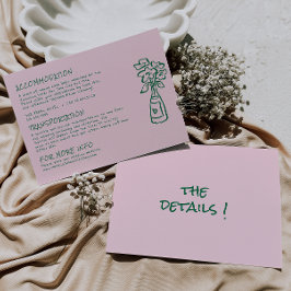 Tarjeta De Recepción Detalles del Boda de color rosado dibujado a mano
