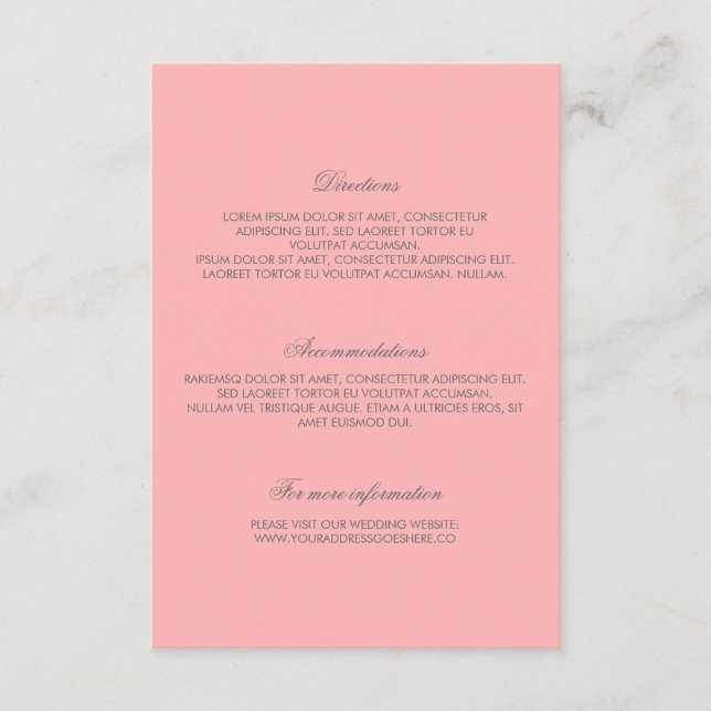 Tarjeta De Recepción Detalles del Boda de confeti de oro rosado (Anverso)