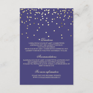 Tarjeta De Recepción Detalles del Boda de Confetti de la Marina de Oro 