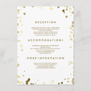 Tarjeta De Recepción Detalles del Boda de Confetti Gold - Información