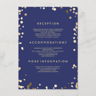 Tarjeta De Recepción Detalles del Boda de Confetti Gold - Información