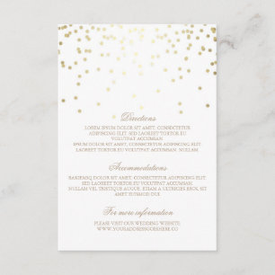 Tarjeta De Recepción Detalles del Boda de Confetti Gold - Información