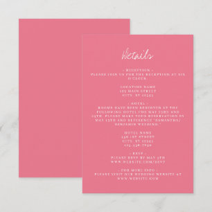 Tarjeta De Recepción Detalles del Boda de coordenadas rosado