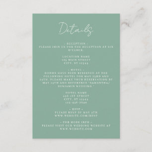 Tarjeta De Recepción Detalles del Boda de coordenadas verde