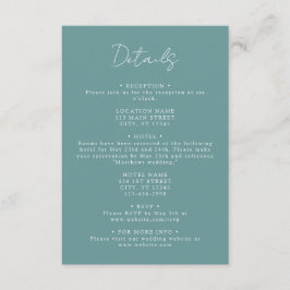 Tarjeta De Recepción Detalles del Boda de coordenadas verde azulado
