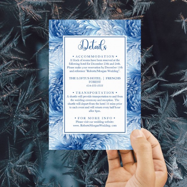 Tarjeta De Recepción Detalles del Boda de copos de nieve azules Winter  (Subido por el creador)