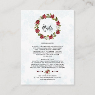 Tarjeta De Recepción Detalles del Boda de copos de nieve de Poinsettia 
