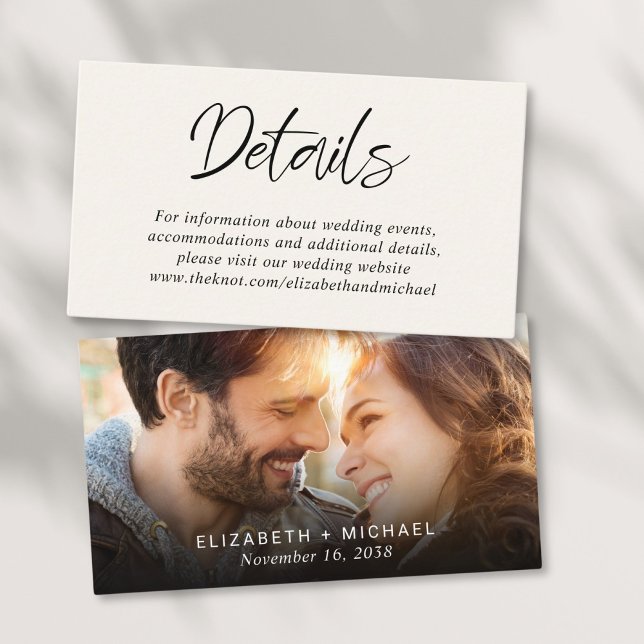 Tarjeta De Recepción Detalles del Boda de crema fotográfica moderna (Subido por el creador)