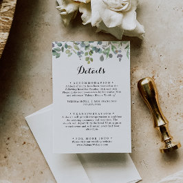 Tarjeta De Recepción Detalles del Boda de declive del follaje del eucal