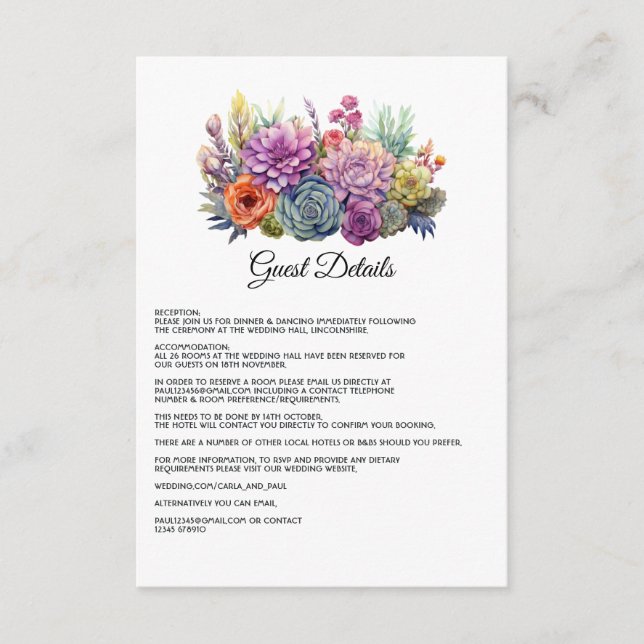Tarjeta De Recepción Detalles del Boda de Desert Hues Floral (Anverso)