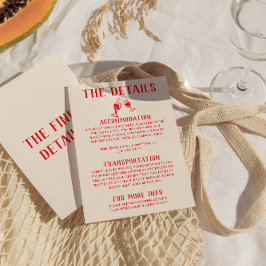 Tarjeta De Recepción Detalles del Boda de diversión con mano roja retro