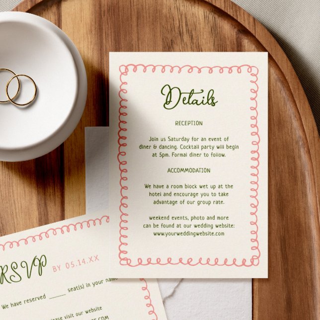 Tarjeta De Recepción Detalles del Boda de diversiones francés de mano d (Subido por el creador)