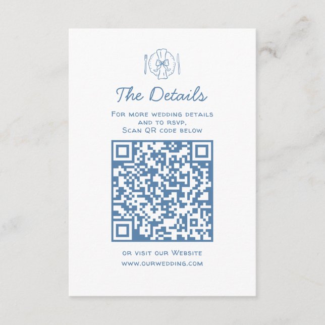 Tarjeta De Recepción Detalles del Boda de Doodles caprichosos Código QR (Anverso)