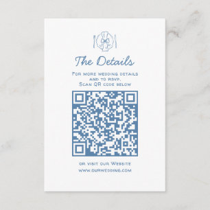 Tarjeta De Recepción Detalles del Boda de Doodles caprichosos Código QR