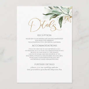 Tarjeta De Recepción Detalles del Boda de ecología de hojas de oro y eu