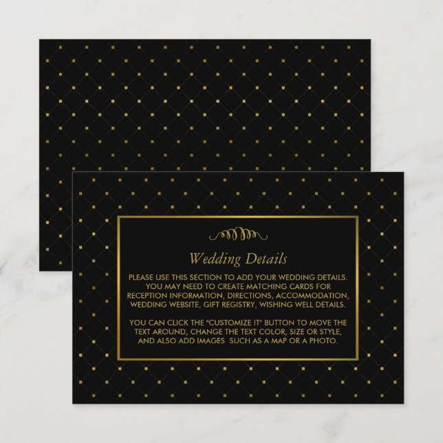 Tarjeta De Recepción Detalles del Boda de efectos de Relieve metalizado (Anverso / Reverso)