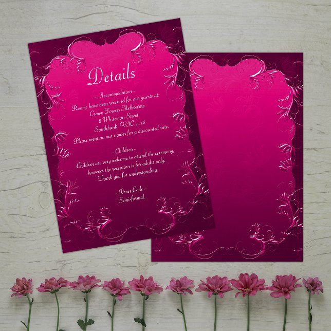 Tarjeta De Recepción Detalles del Boda de Elegancia Ornamental Rosa Vib (Subido por el creador)