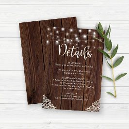 Tarjeta De Recepción Detalles del Boda de encaje de la cadena de madera